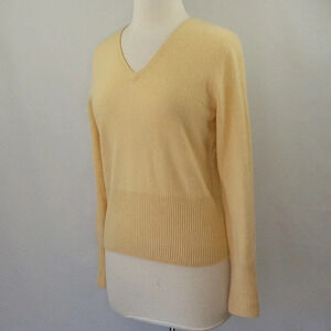 Avellini Cashmere V-Neck Sweater Buttercream Size XL